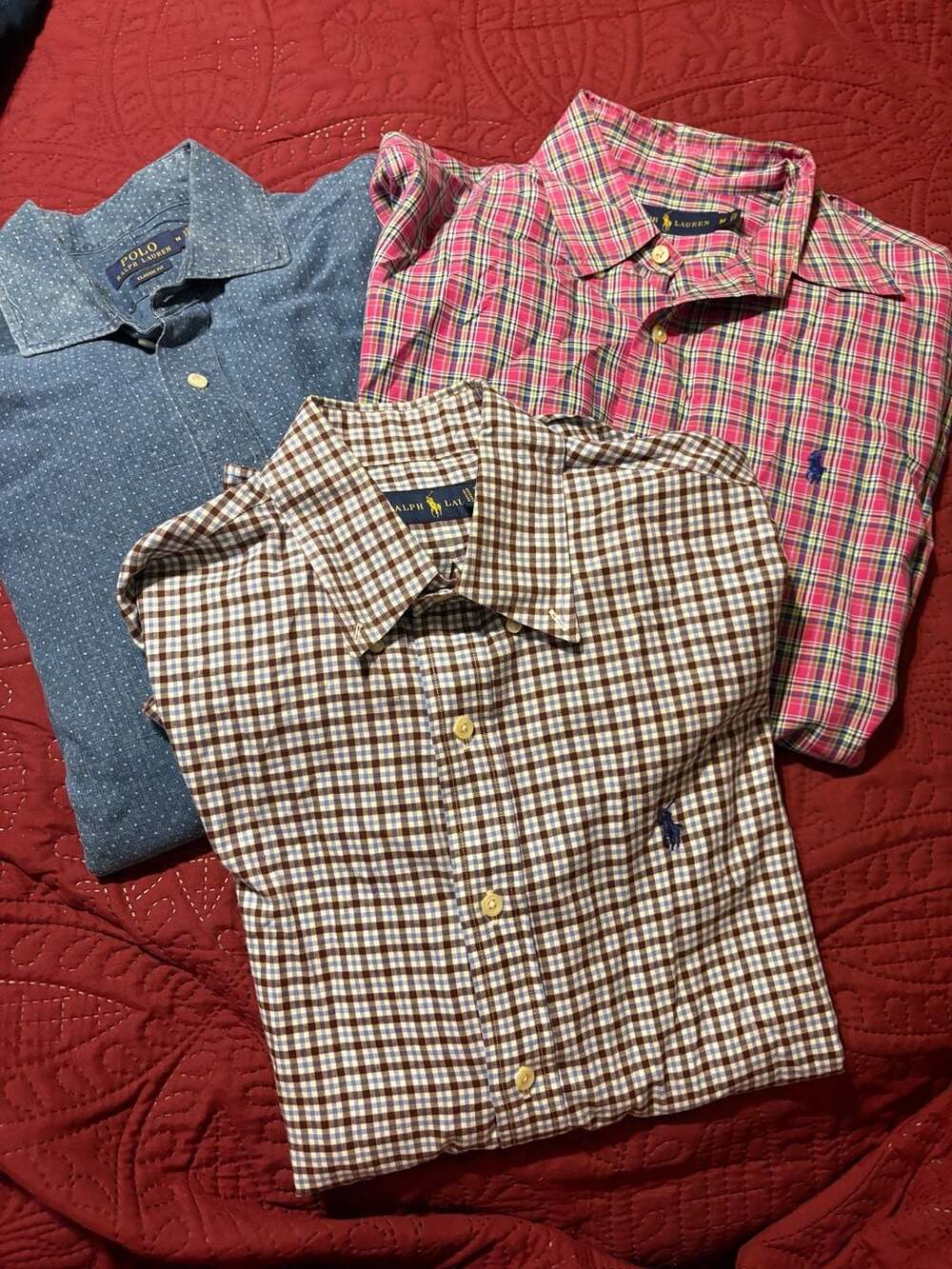 Lot of (3) Ralph Lauren Button Down Shirts Ling Sleeve Size M
